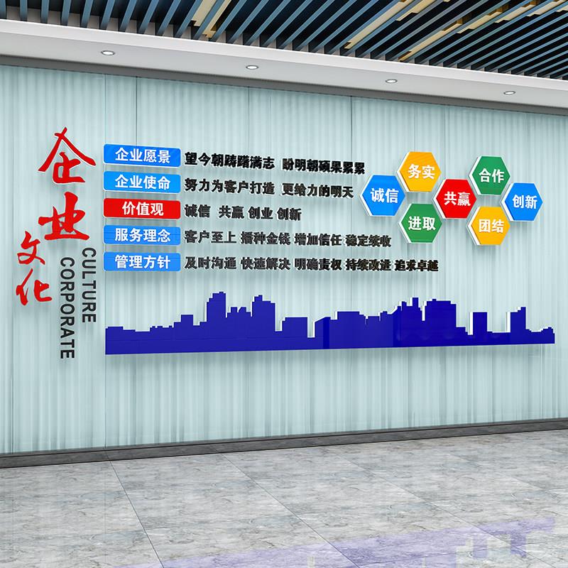 企业文化墙公贴定制公司景Logo墙会议办2746置室背墙面装饰布励志