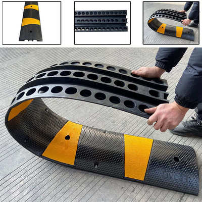 183cm停车场减速带室外走线槽保护电缆过线槽汽车通行橡胶线槽