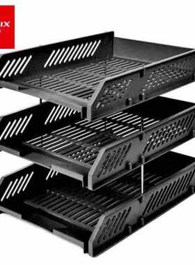 可折叠三联文件盘收纳文件座文件框文件架蓝色B2069