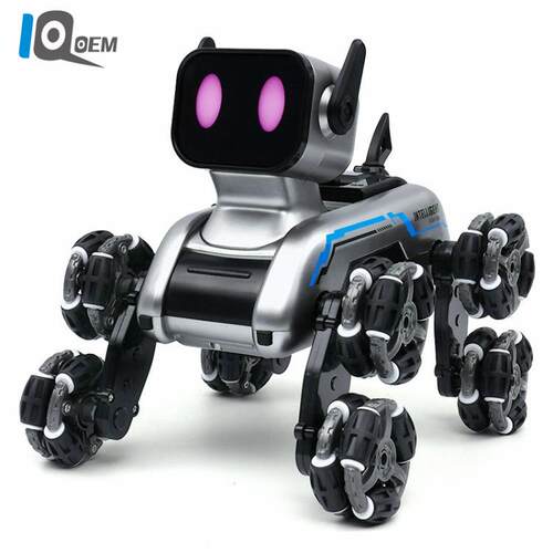 IQ0EM八轮机器狗遥控特技车摆臂攀爬越野车音乐机械狗男孩生玩具