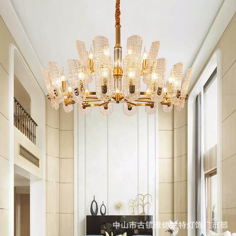 轻奢全铜客厅吊灯现代简约卧室餐厅个性灯具高档大气美式别墅铜灯