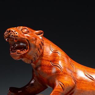 XCYZ0011实木质雕刻老虎摆件家居架花木头虎新房客厅隔断酒柜装 梨