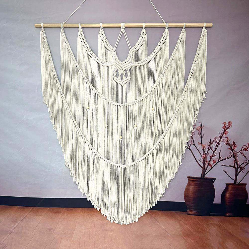 波西米亚流苏大型挂毯家居民宿背景装饰创意手工棉绳编织挂件墙饰