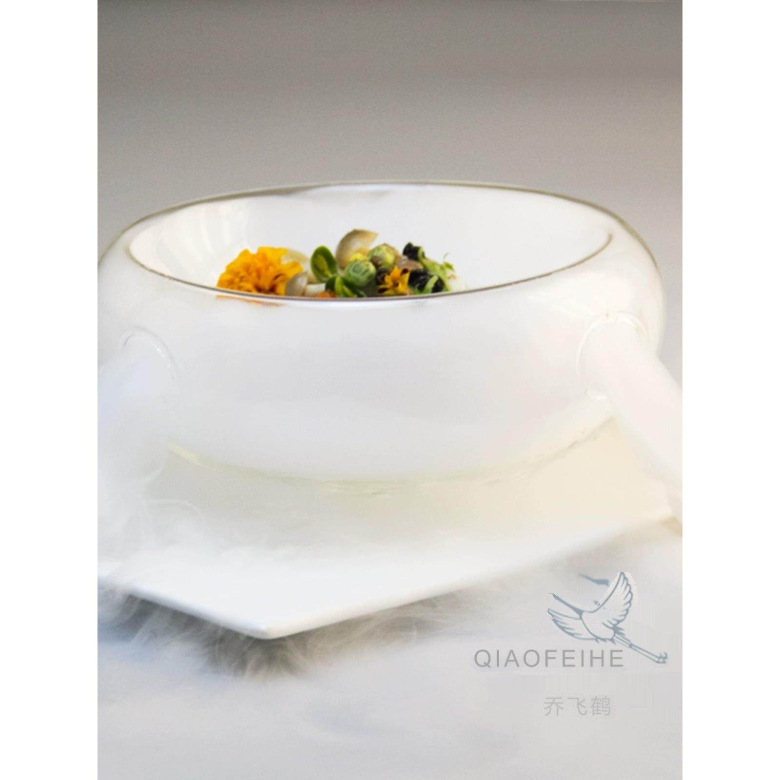 耐热透明双层玻璃碗酒店创意个性特色菜 干冰餐具 冷菜水果沙拉碗,餐饮具,玻璃餐具套装,淘宝优惠券,粉丝福利购,淘宝优惠卷