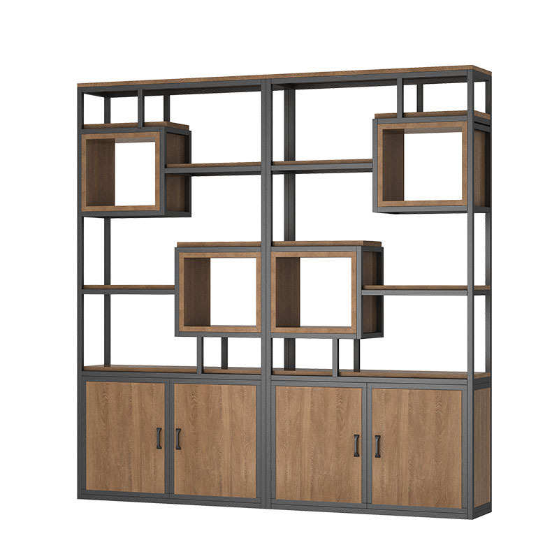 现代简约落地书架简约样板房置物架创意展示架博古架办公室隔断柜