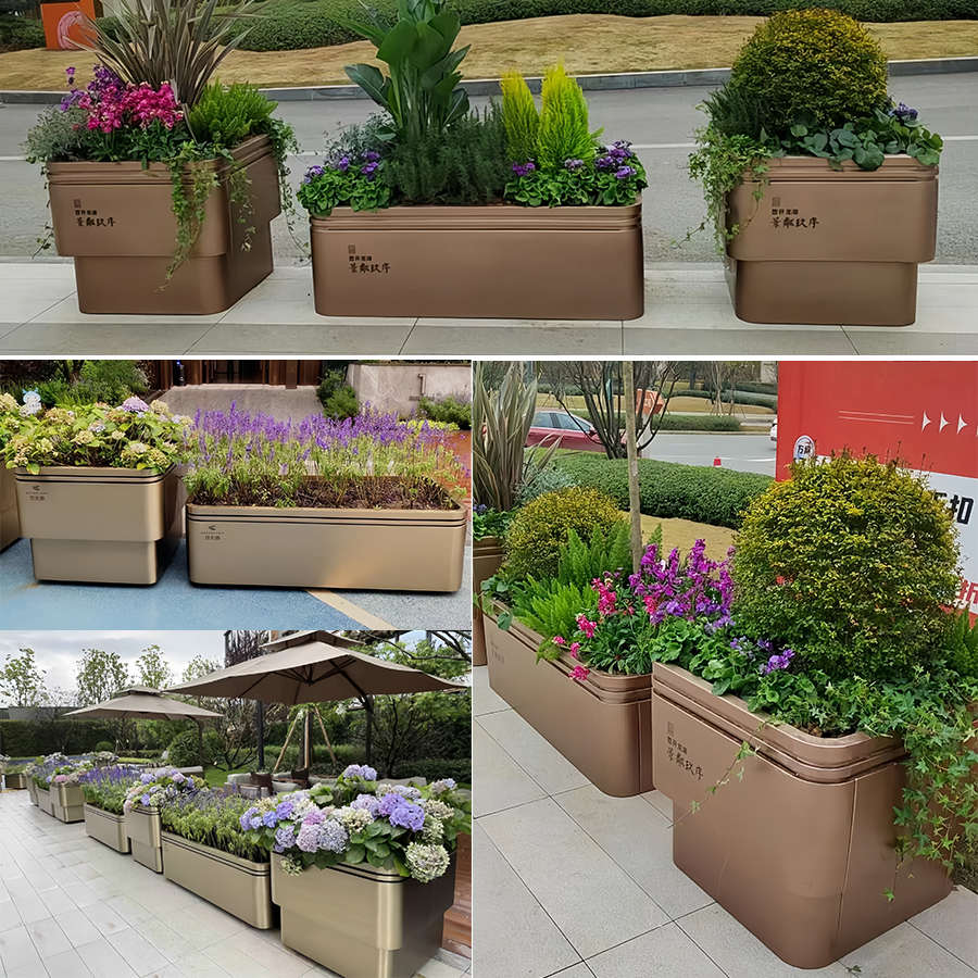 花摆槽户外艺大钵院外箱门围栏庭花不锈钢组合铁花商场店花坛市政