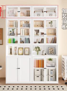 艺铁门层组合书柜玻璃客ILD厅置物柜收纳展示柜储物落地多柜奶油