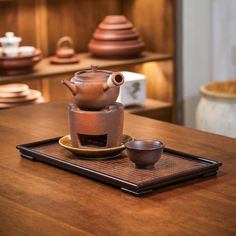 古陶坊小茶壶砂铫壶复古炭炉迷你红泥小风炉煮茶陶壶室内户外碳炉
