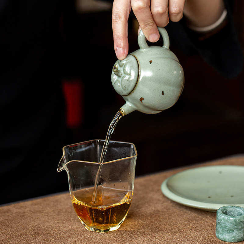 洒金釉汝窑南瓜壶茶壶陶瓷茶具家用喝茶小茶壶泡茶壶单壶功夫茶具