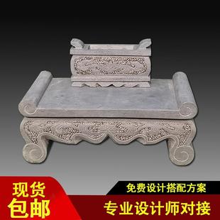烧香的香炉室外石头坟前供祖先香炉供奉上香家用石雕香炉桌子供桌