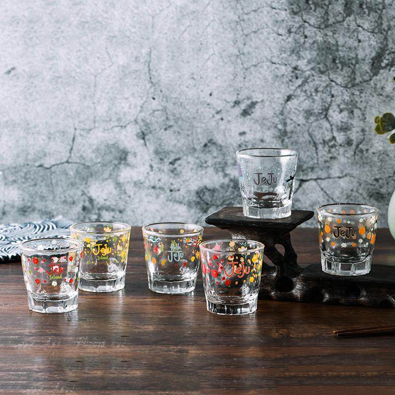 韩式烧酒杯清酒冷酒杯一口杯小清新玻璃 可爱 白酒杯50ml