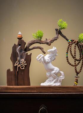 创意天然实木根雕风化木家居客厅入口装饰陶瓷办公室桌面禅宗装饰