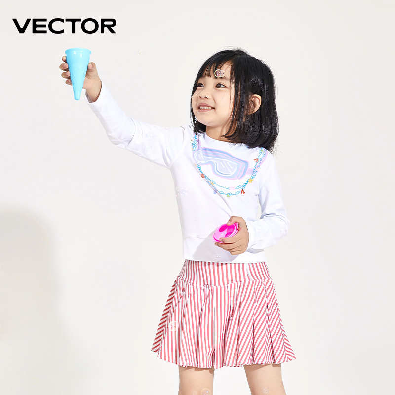 VECTOR玩可拓泳衣女童夏季宝宝分体防晒长袖游泳衣可爱女孩泳装备
