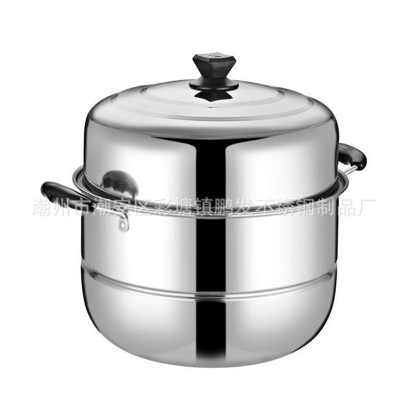 厂家直批不锈钢蒸锅特高蒸汤锅双层二层三层单篦双篦蒸锅鹏发蒸锅