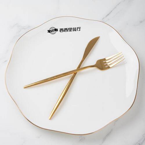 Gold Rimmed Bone China Plate Lace Edge for Desserts