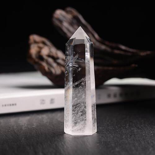 白水晶小摆件六棱柱原石摆设原矿水晶矿石形单尖水晶柱消磁