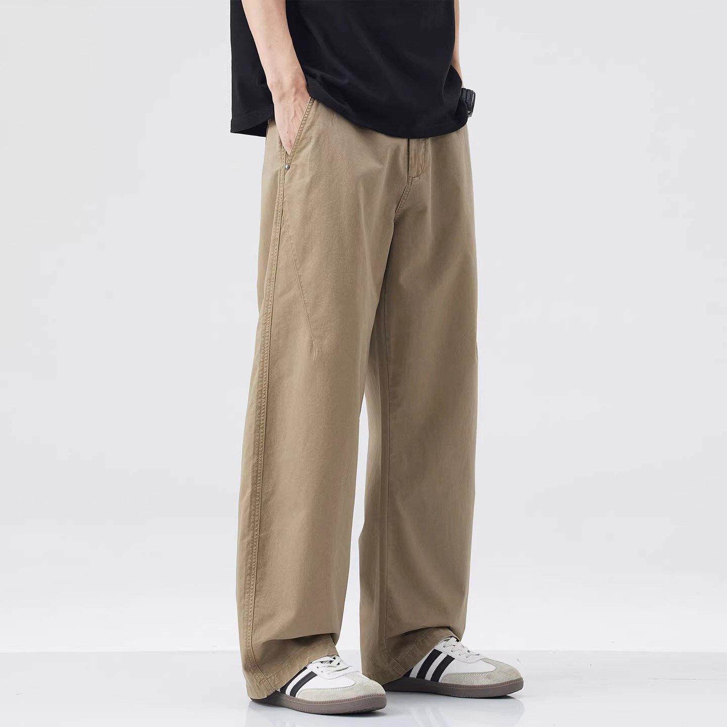 香港潮牌纯棉休闲裤男夏季新款美式复古工装宽松运动裤男士直筒裤