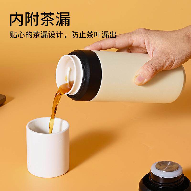 陶瓷内胆保温杯400ml精瓷工艺高端商务泡茶杯户外随行杯保温保冷
