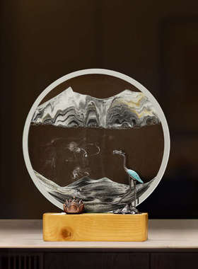 新中式创意流沙画摆件客厅办公室装饰摆件高级玻璃动态解压装饰品