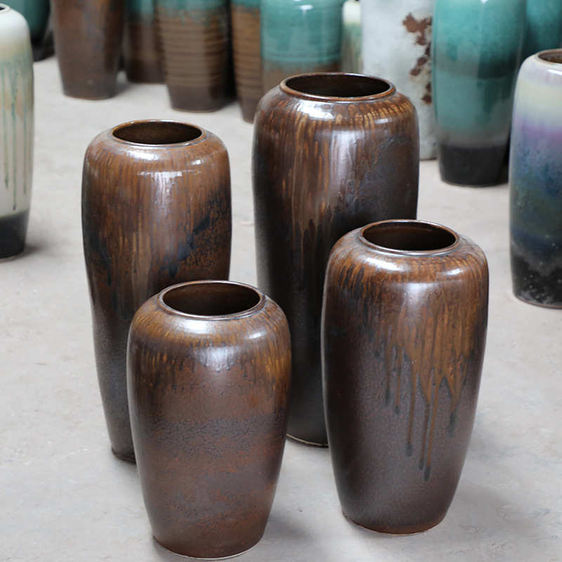 陶瓷三件套陶粗大陶罐花瓶落地摆件景德镇瓷器家居装饰批发粗