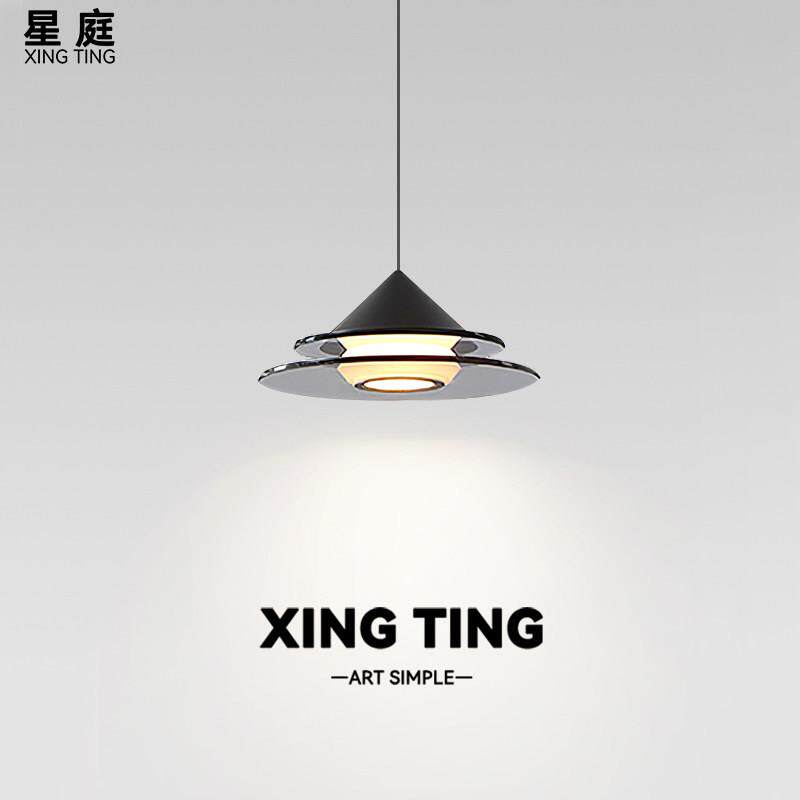 意式极简卧室床头吊灯北欧轻奢创意设计感北欧可升降飞碟小吊灯