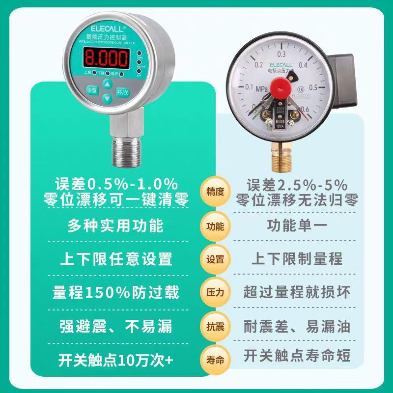 伊莱科不锈钢耐震压力控制器ECY-60X数显压力表电接点压力开关