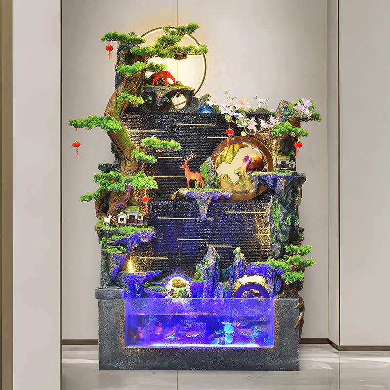 屏风假山流水喷泉摆件客厅鱼缸循环风水轮造景办公室生财水景装饰
