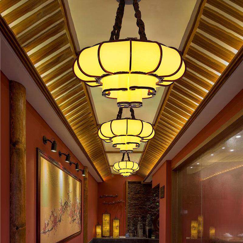 中式餐厅吊灯走廊火锅店酒店饭店仿古灯笼祥云大气工程灯具中国风