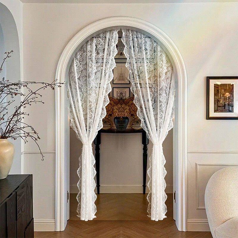 门帘公主风梦幻纱帘阳台客厅书房餐厅白窗纱跨境门帘隔断