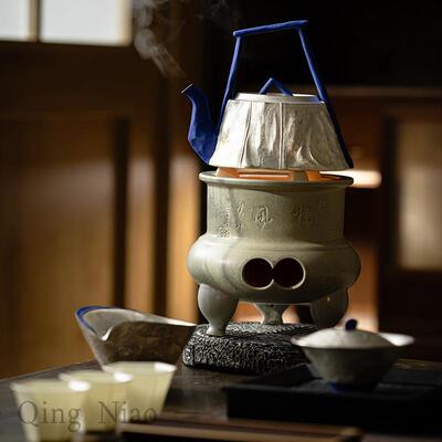 煮茶壶2024新款高端井泉陶瓷提梁壶围炉煮茶创意手工泡茶银壶茶壶