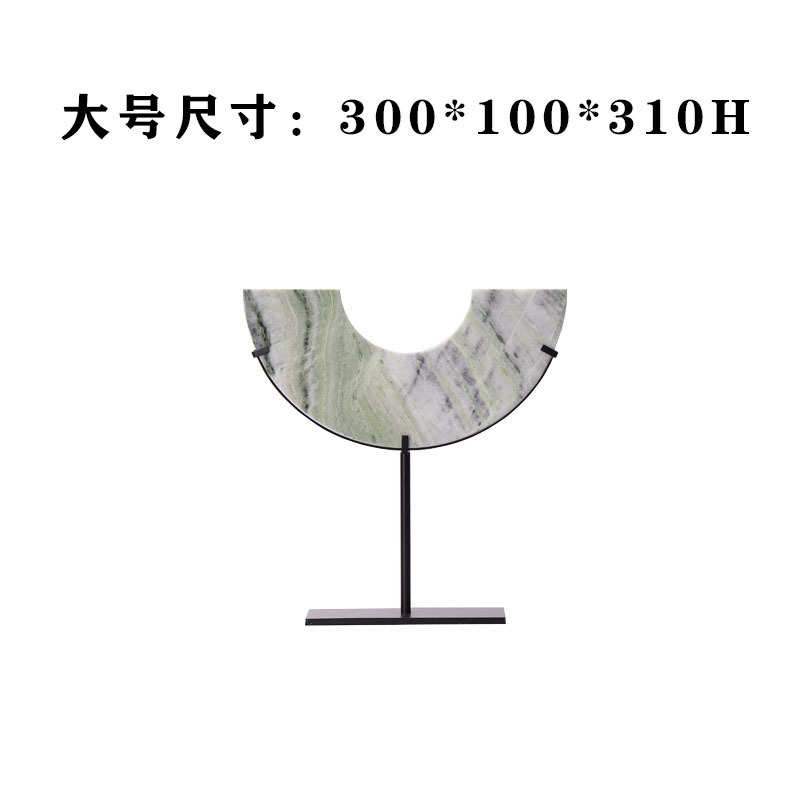 玉石绿色别墅中式平安玉璧售楼处半圆扣现代新艺摆件样板房饰品铁
