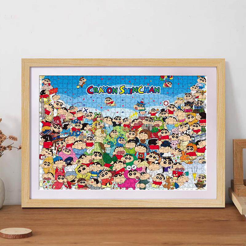 蜡笔小新拼图相框70x50*75可挂墙画框空框420x290mm全家福专用框