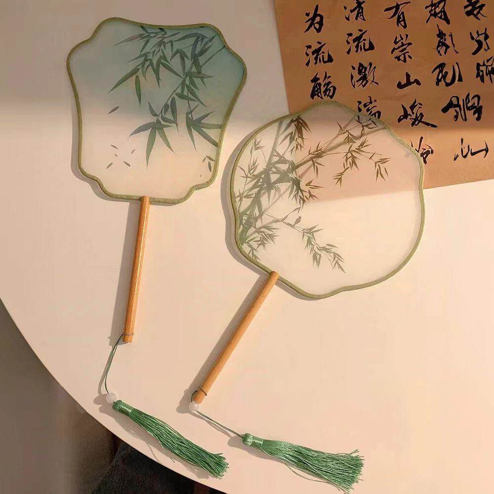 高颜值古风竹子芭蕉扇子女便携舞蹈汉服旗袍夏天新中式国风团扇子