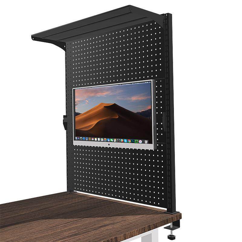 铭添夹桌面洞洞板置物架金属收纳书架黑色电竞夹式免打孔架显示器