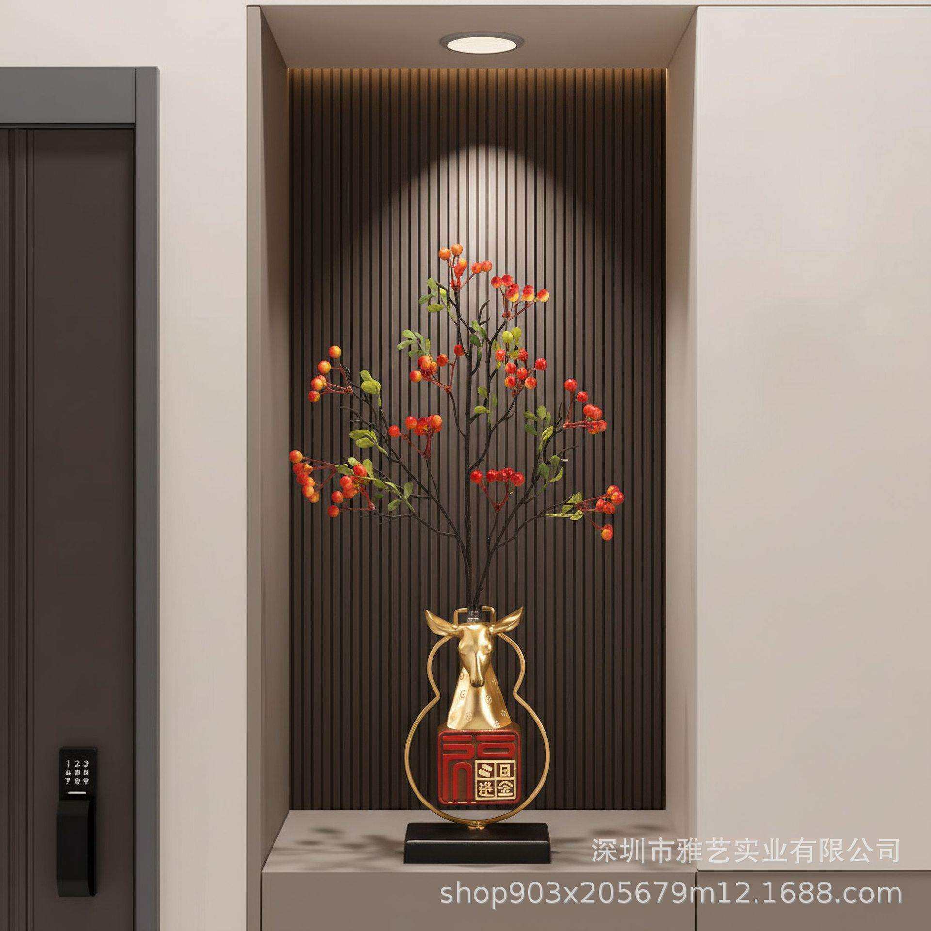 日进斗金花瓶新中式摆件家居办公茶室酒柜玄关电视柜中国风装饰品