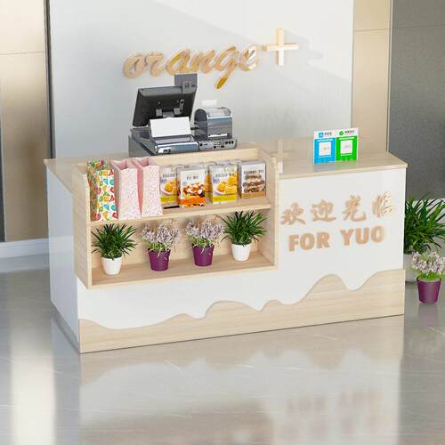 超市收银吧台简约烤漆美容院接待前台办公桌商用店铺小型咨询吧台