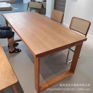 实木餐桌松木莫比恩餐桌长方形家用饭桌客厅餐书桌一体原木大桌子