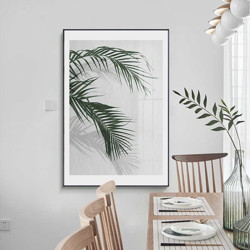北欧沙发背景墙壁画现代简约客厅餐厅装饰画玄关走廊绿植叶子挂画