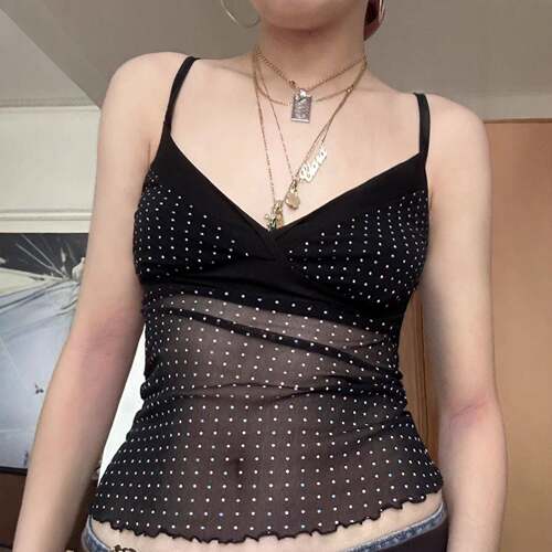 Women's Stylish Polka Dot Print Halter Top
