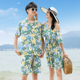 沙滩裙显瘦连衣裙海边渡假亲子，情侣装夏装海南三亚大码旅游套装