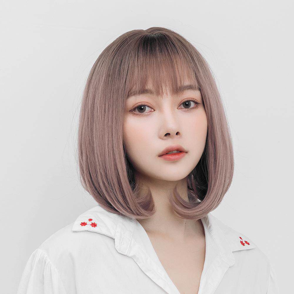 新款直销外贸假发女短发波波头空气刘海内扣bobo头染色渐变假发全