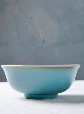 仿古瓷器 复古北宋风格 汝窑天青釉茶碗 饭碗 古董古玩收藏品
