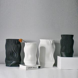 北欧高级家居装饰创意简约玄关打印陶瓷器花现代摆件风格台面3d