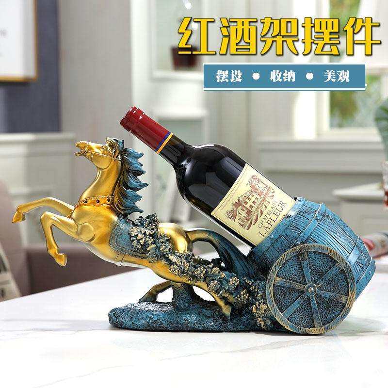欧式创意复古葡萄红酒架摆件酒柜装饰品摆设现代家用酒瓶展示架子