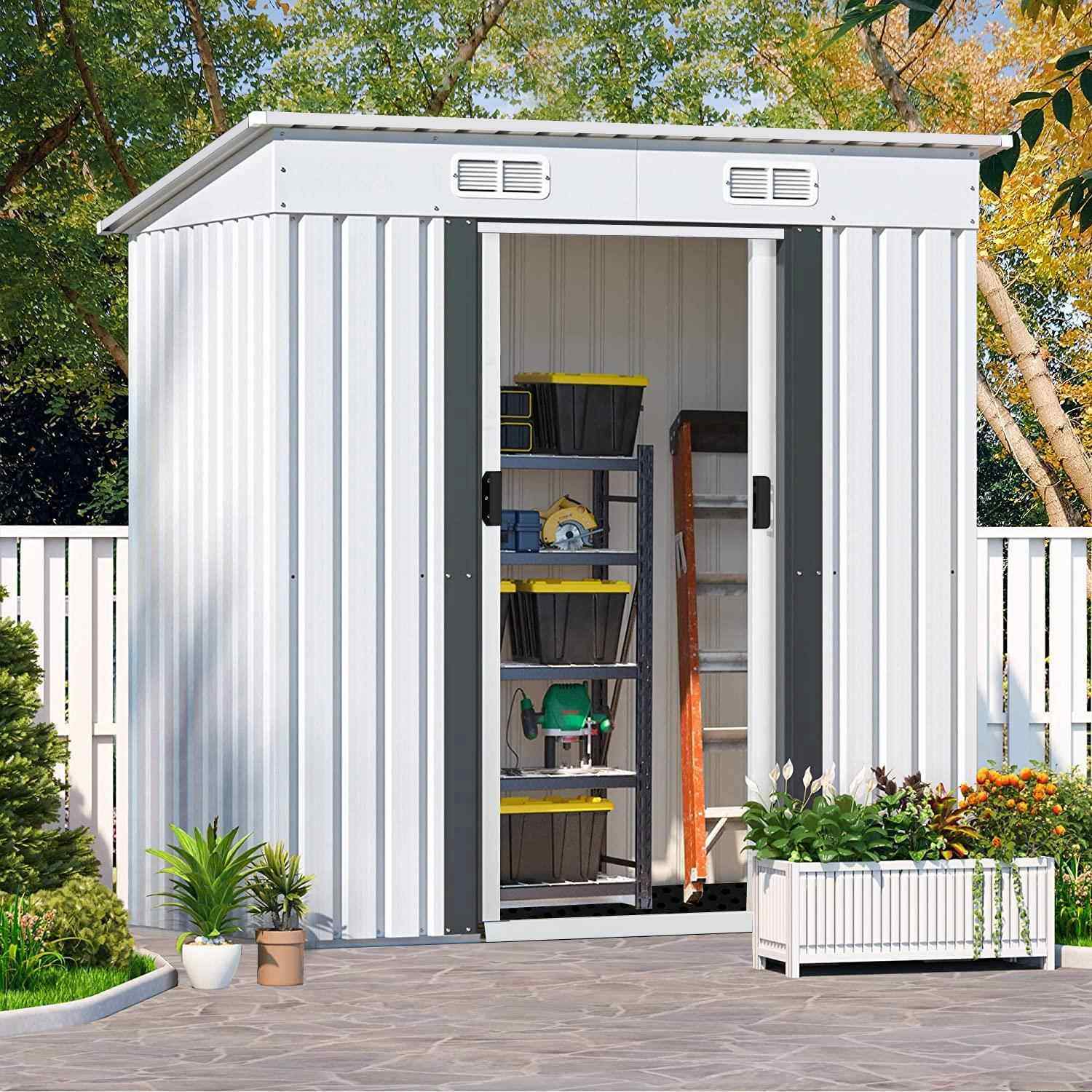 户外工具房花园储物房室外简易杂物间组合屋移动组装铁皮活动板房