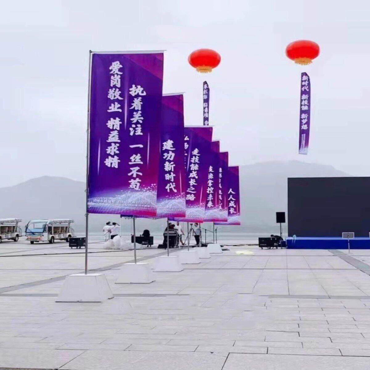 不锈钢方形梯形底座注沙广告宣传道旗单面双面旗户外刀旗彩旗3米5