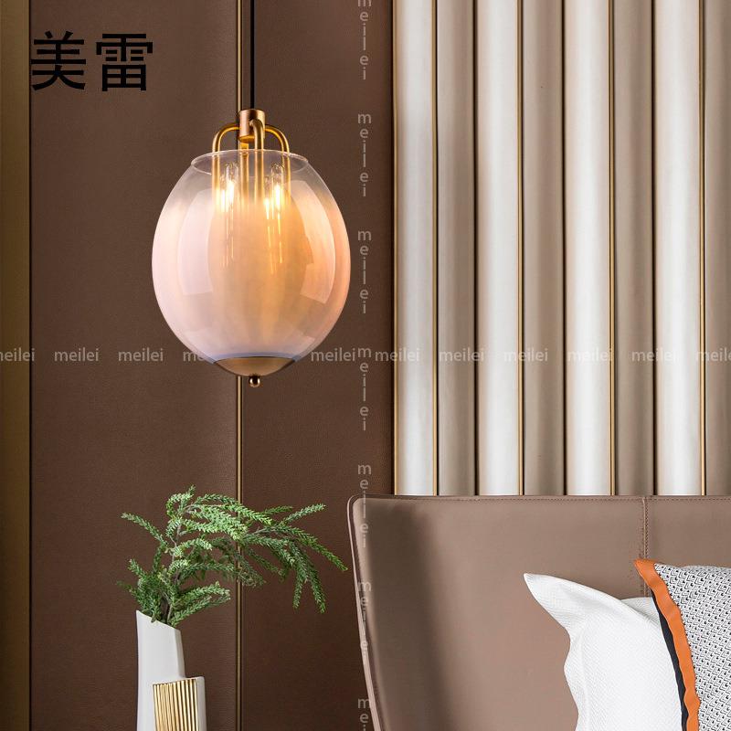 美雷客厅吊灯后全铜轻奢卫生间床头吧台餐厅卧室单头小吊灯具