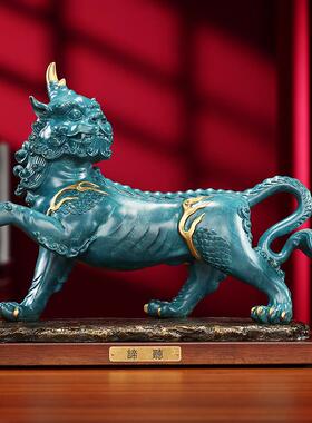 铜欣祥 黄铜九华山神兽谛听摆件 办公室家居瑞兽铜工艺品开业礼品