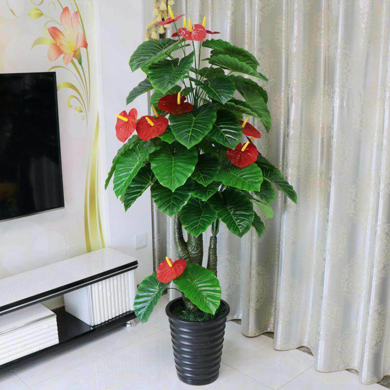 假树火鹤花彷真花假花盆栽落地大绿植客厅室内花装饰彷真植物塑料