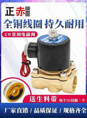 常闭电磁阀2W200-20水阀开关AC220V气阀DC24V3/4分6分1寸DN15自动